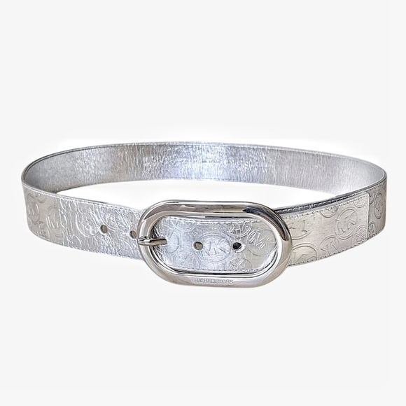 Michael Kors Signature Metallic Silver Belt M - Picture 1 of 5